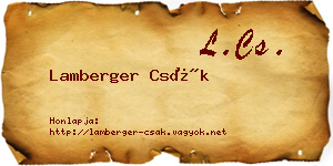 Lamberger Csák névjegykártya